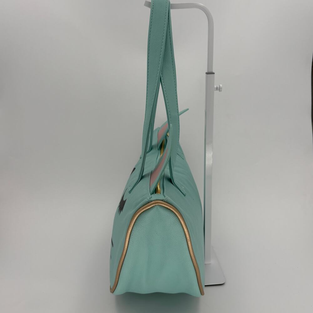Luv Betsey Johnson Mint Green Cat Face Shoulder Tote Bag Glitter Heart - Picture 3 of 15